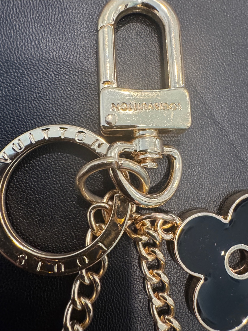 Louis Vuitton Black and Gold Monogram Charm Key Holder - Picture 3 of 4